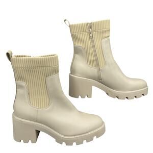NEW Bar III Women’s Leather Chelsea Ankle Boots Ivory Size 11M